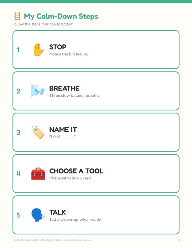 Calm-down cards