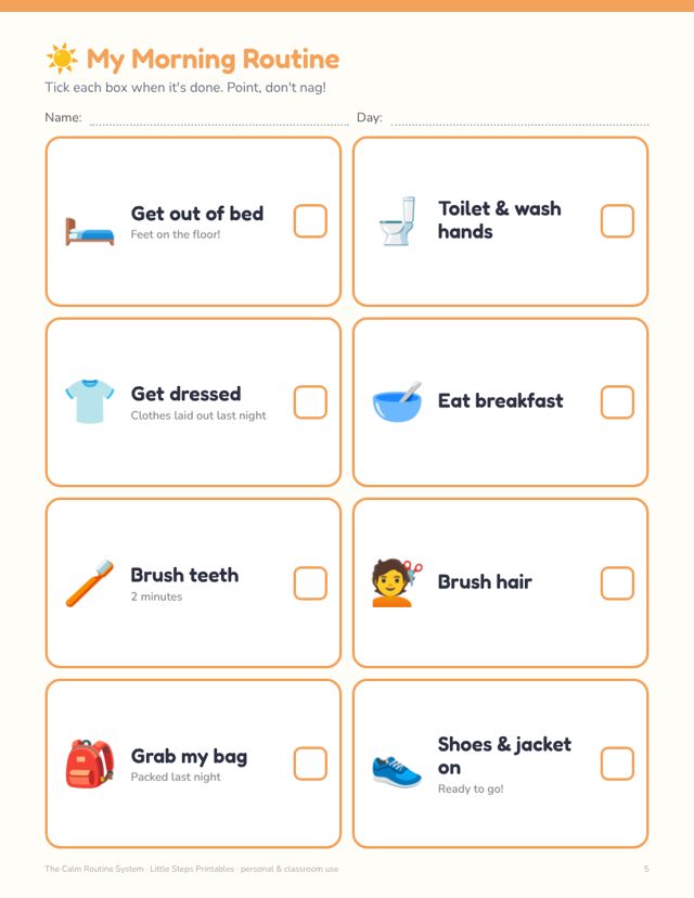 Morning routine chart